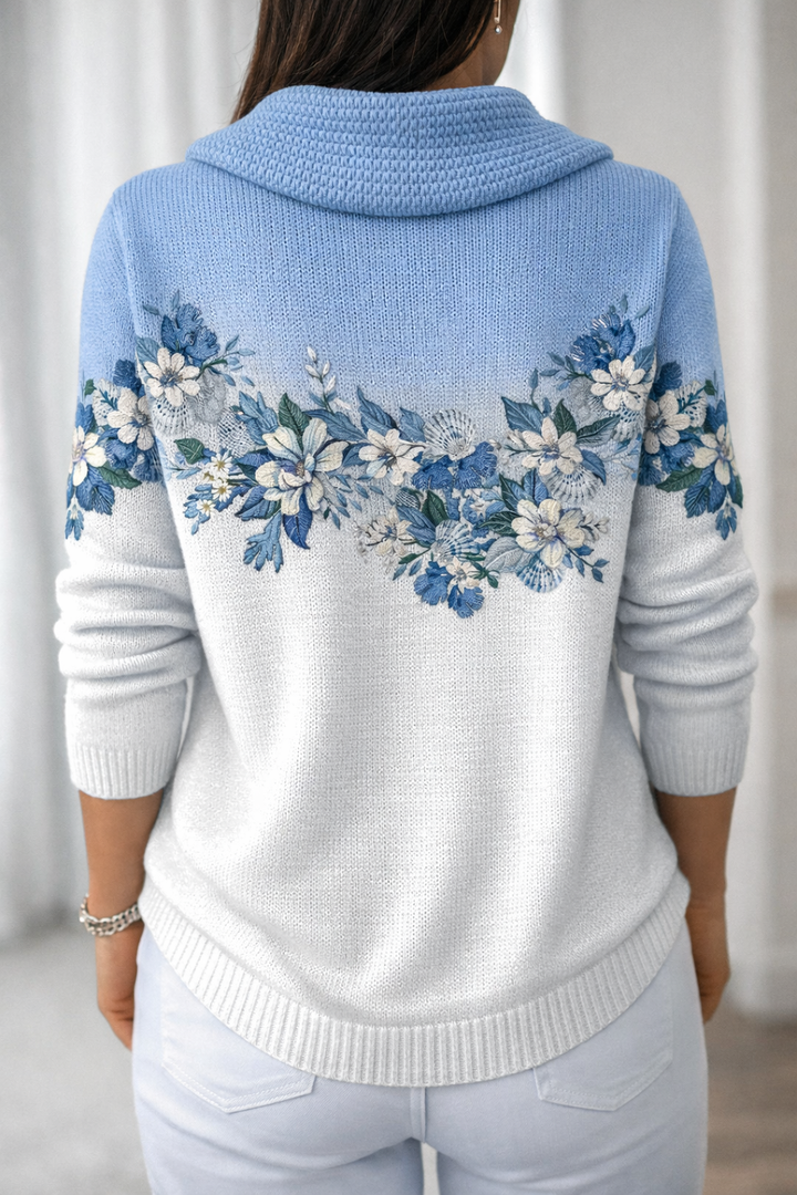 Amore | Pull floral avec col doux