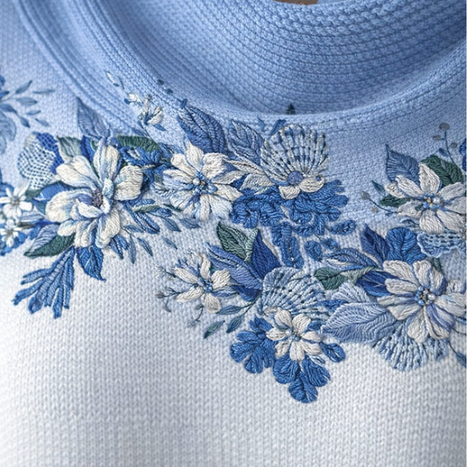 Amore | Pull floral avec col doux