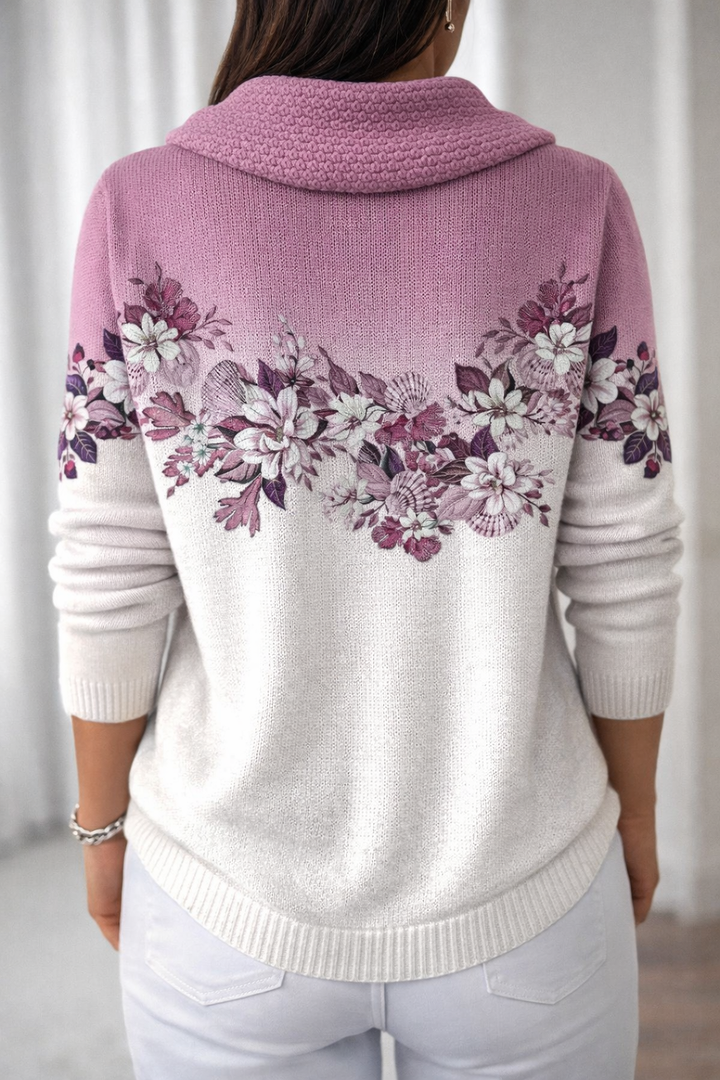 Amore | Pull floral avec col doux