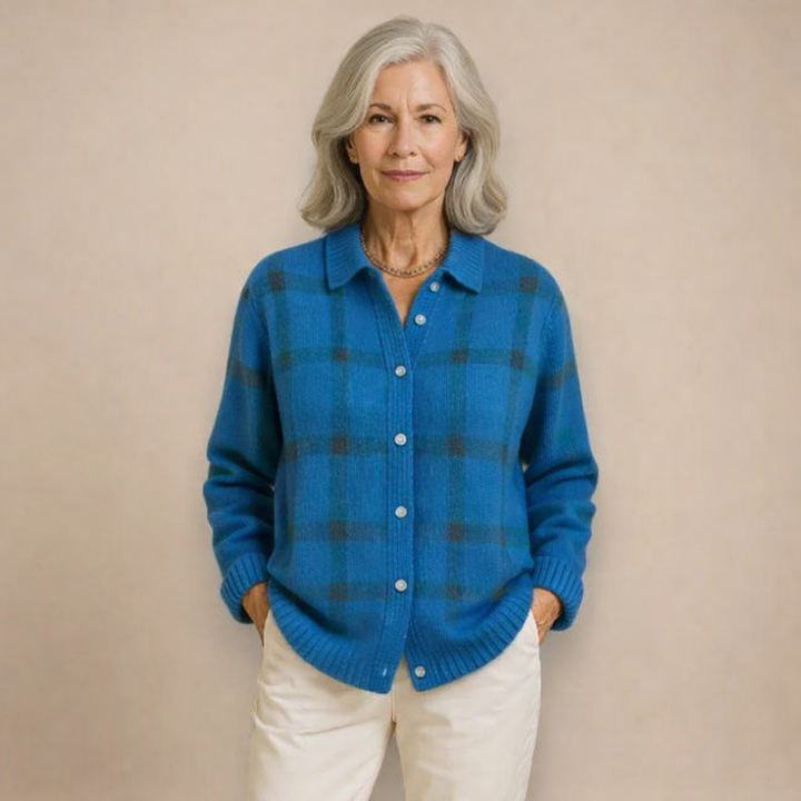 Sophie | Cardigan Doux à Carreaux