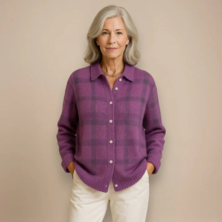 Sophie | Cardigan Doux à Carreaux