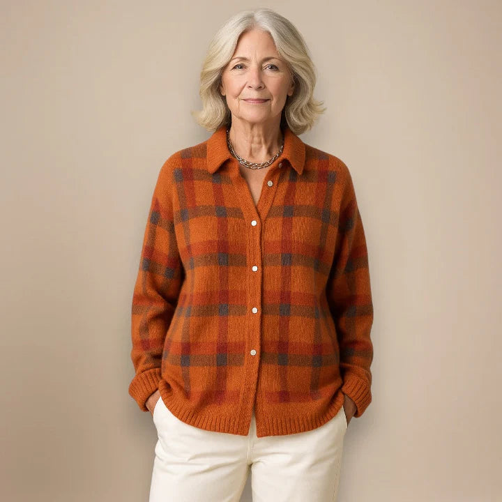 Sophie | Cardigan Doux à Carreaux