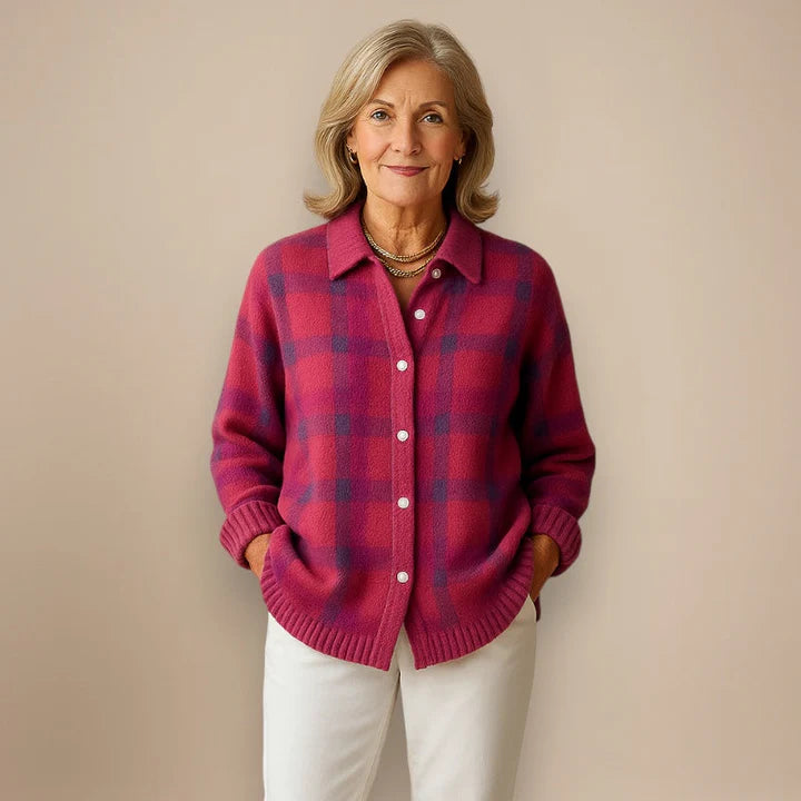 Sophie | Cardigan Doux à Carreaux