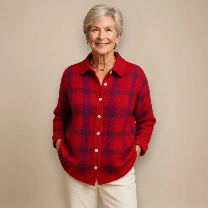 Sophie | Cardigan Doux à Carreaux