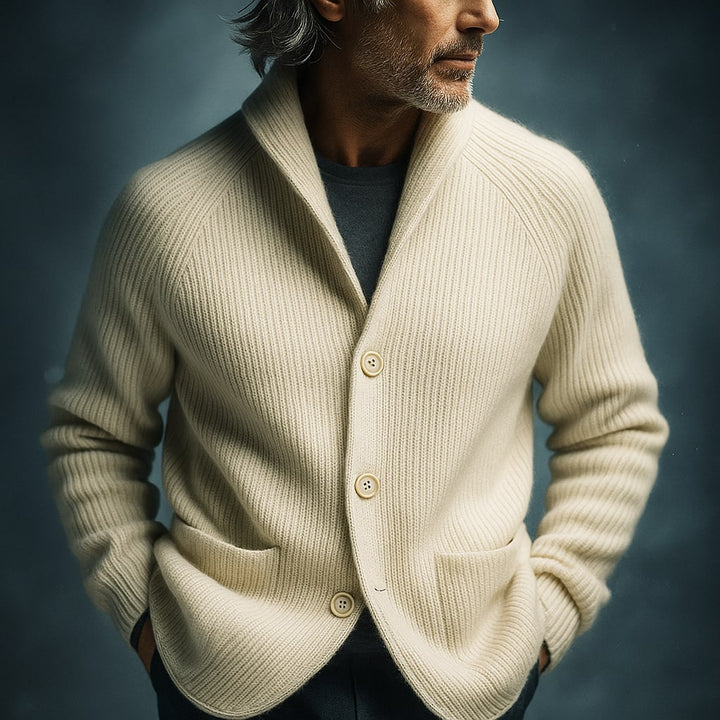 SILVORO | CARDIGAN EN LAINE À CÔTES POUR HOMME