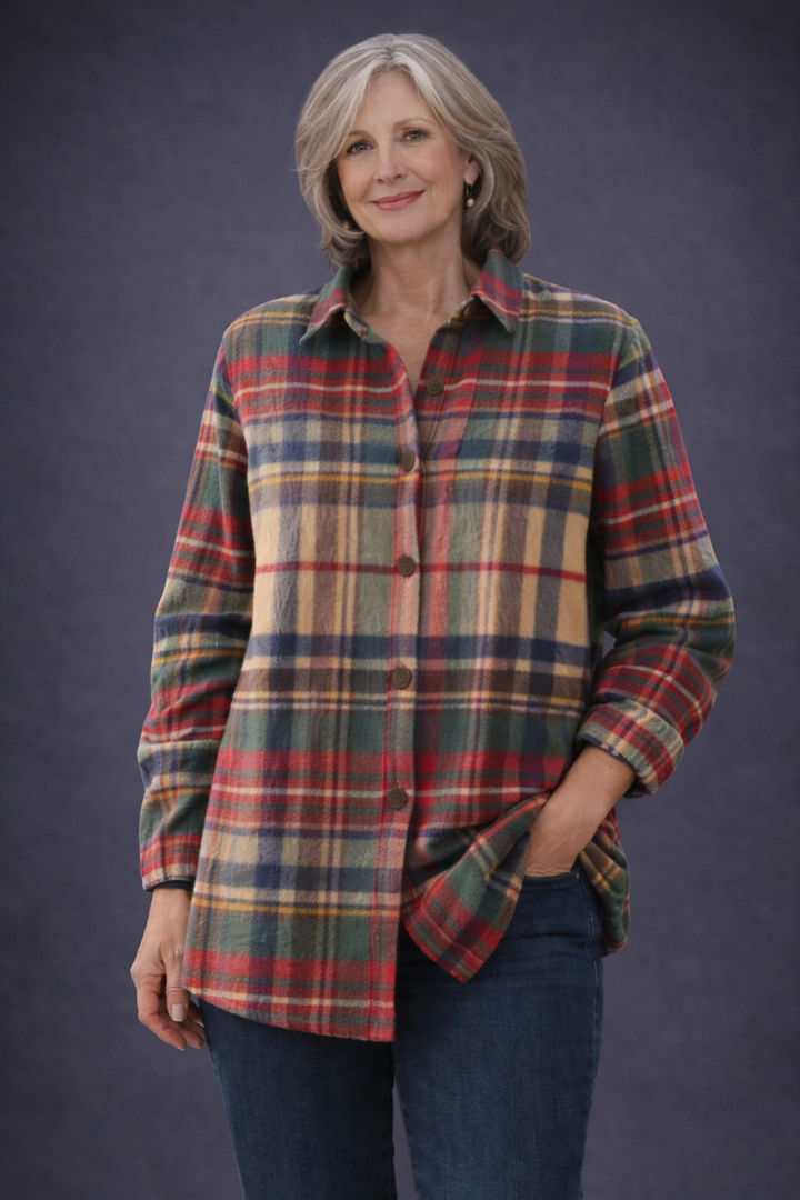 Mila – Blouse de Noël à carreaux